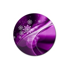 Purple Abstract Merry Christmas Xmas Pattern Rubber Coaster (round)