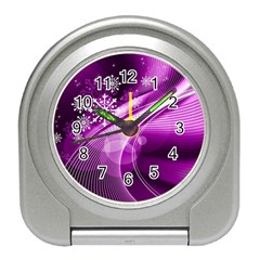 Purple Abstract Merry Christmas Xmas Pattern Travel Alarm Clock by Sarkoni