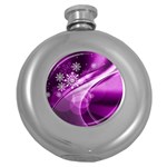 Purple Abstract Merry Christmas Xmas Pattern Round Hip Flask (5 oz) Front