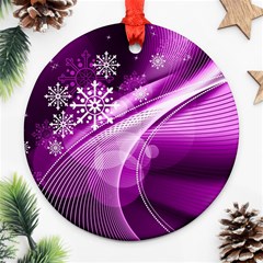 Purple Abstract Merry Christmas Xmas Pattern Round Ornament (two Sides) by Sarkoni