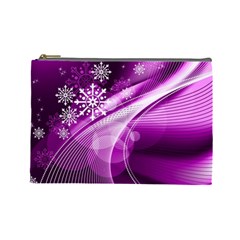 Purple Abstract Merry Christmas Xmas Pattern Cosmetic Bag (large) by Sarkoni