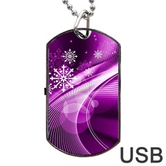 Purple Abstract Merry Christmas Xmas Pattern Dog Tag Usb Flash (two Sides) by Sarkoni