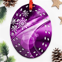 Purple Abstract Merry Christmas Xmas Pattern Ornament (oval Filigree) by Sarkoni