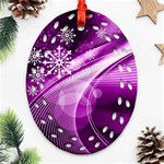 Purple Abstract Merry Christmas Xmas Pattern Oval Filigree Ornament (Two Sides) Front