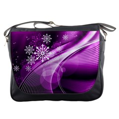 Purple Abstract Merry Christmas Xmas Pattern Messenger Bag by Sarkoni