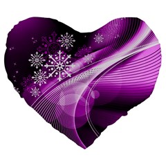 Purple Abstract Merry Christmas Xmas Pattern Large 19  Premium Heart Shape Cushions by Sarkoni