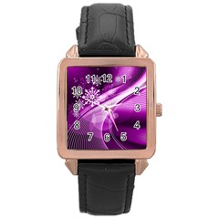 Purple Abstract Merry Christmas Xmas Pattern Rose Gold Leather Watch  by Sarkoni