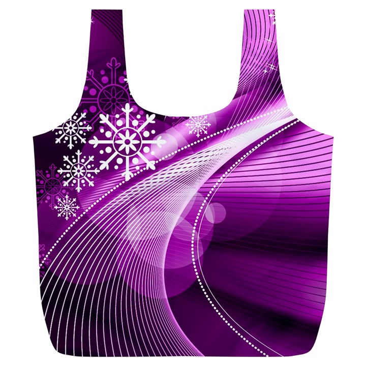 Purple Abstract Merry Christmas Xmas Pattern Full Print Recycle Bag (XL)