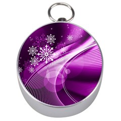 Purple Abstract Merry Christmas Xmas Pattern Silver Compasses by Sarkoni