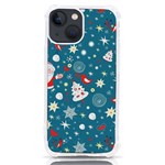 Christmas Pattern Santa Blue iPhone 13 mini TPU UV Print Case Front