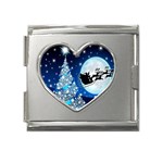 Merry Christmas Mega Link Heart Italian Charm (18mm) Front