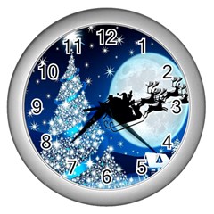 Merry Christmas Wall Clock (silver) by Sarkoni