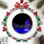 To Meet Christmas Metal X mas Wreath Ribbon Ornament Front