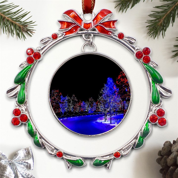 To Meet Christmas Metal X mas Wreath Ribbon Ornament