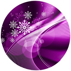 Purple Abstract Merry Christmas Xmas Pattern Wooden Puzzle Round by Sarkoni