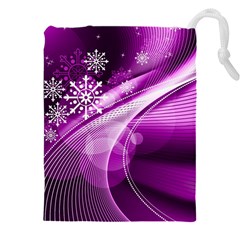 Purple Abstract Merry Christmas Xmas Pattern Drawstring Pouch (4xl) by Sarkoni