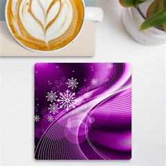 Purple Abstract Merry Christmas Xmas Pattern Uv Print Square Tile Coaster  by Sarkoni