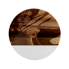 Purple Abstract Merry Christmas Xmas Pattern Marble Wood Coaster (round)