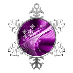 Purple Abstract Merry Christmas Xmas Pattern Metal Small Snowflake Ornament by Sarkoni