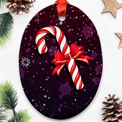 Christmas Lollipop Bowknot Celebrations Oval Ornament (two Sides) by Sarkoni