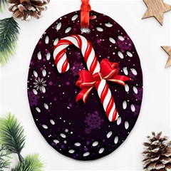 Christmas Lollipop Bowknot Celebrations Ornament (oval Filigree) by Sarkoni