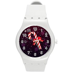 Christmas Lollipop Bowknot Celebrations Round Plastic Sport Watch (m) by Sarkoni