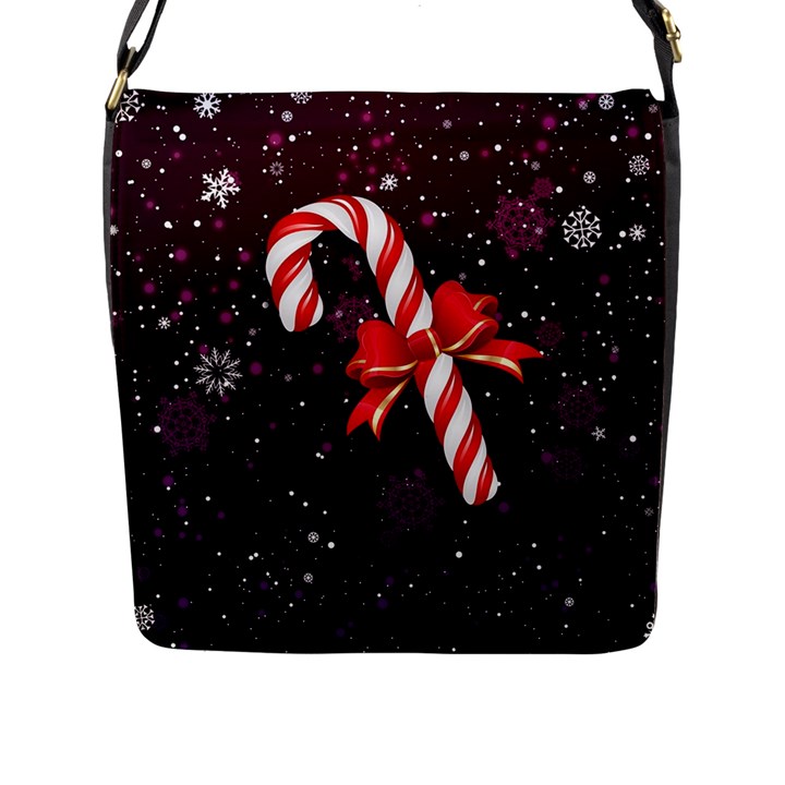 Christmas Lollipop Bowknot Celebrations Flap Closure Messenger Bag (L)