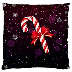 Christmas Lollipop Bowknot Celebrations Large Premium Plush Fleece Cushion Case (two Sides) by Sarkoni