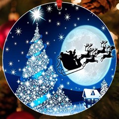 Merry Christmas Uv Print Acrylic Ornament Round by Sarkoni