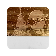 Merry Christmas Marble Wood Coaster (square) by Sarkoni