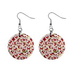 Christmas  Santa Claus Patterns Mini Button Earrings by Sarkoni