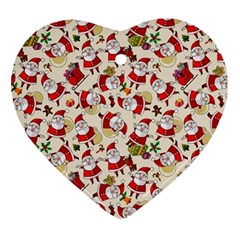 Christmas  Santa Claus Patterns Heart Ornament (two Sides) by Sarkoni