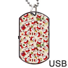 Christmas  Santa Claus Patterns Dog Tag Usb Flash (two Sides) by Sarkoni