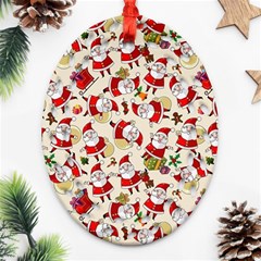 Christmas  Santa Claus Patterns Ornament (oval Filigree) by Sarkoni