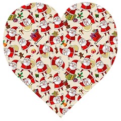 Christmas  Santa Claus Patterns Wooden Puzzle Heart by Sarkoni