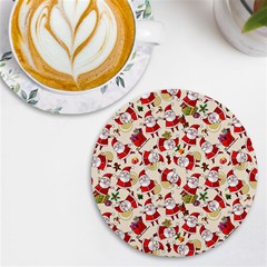 Christmas  Santa Claus Patterns Uv Print Round Tile Coaster by Sarkoni