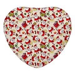 Christmas  Santa Claus Patterns Heart Glass Fridge Magnet (4 Pack)