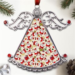 Christmas  Santa Claus Patterns Metal Angel With Crystal Ornament by Sarkoni