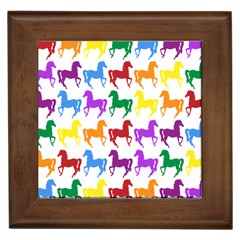 Colorful Horse Background Wallpaper Framed Tile by Amaryn4rt