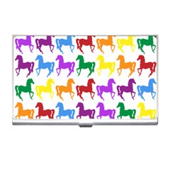 Colorful Horse Background Wallpaper Business Card Holder by Amaryn4rt