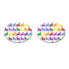 Colorful Horse Background Wallpaper Cufflinks (oval) by Amaryn4rt