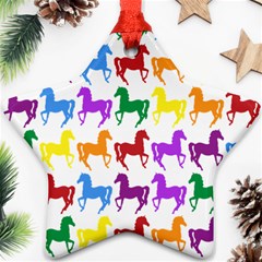 Colorful Horse Background Wallpaper Star Ornament (two Sides) by Amaryn4rt