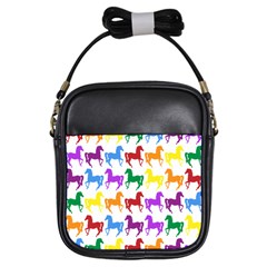 Colorful Horse Background Wallpaper Girls Sling Bag by Amaryn4rt