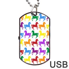 Colorful Horse Background Wallpaper Dog Tag Usb Flash (one Side) by Amaryn4rt