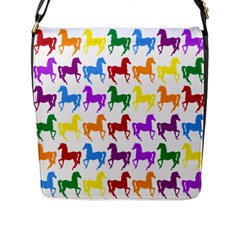 Colorful Horse Background Wallpaper Flap Closure Messenger Bag (l) by Amaryn4rt