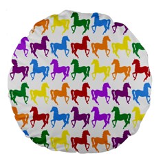 Colorful Horse Background Wallpaper Large 18  Premium Flano Round Cushions by Amaryn4rt