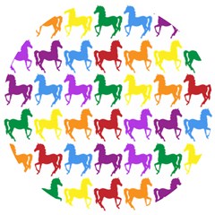 Colorful Horse Background Wallpaper Wooden Puzzle Round by Amaryn4rt