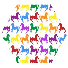 Colorful Horse Background Wallpaper Wooden Puzzle Hexagon by Amaryn4rt