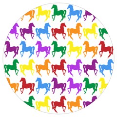 Colorful Horse Background Wallpaper Round Trivet by Amaryn4rt