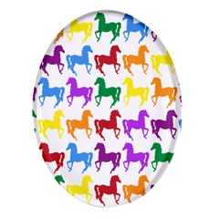 Colorful Horse Background Wallpaper Oval Glass Fridge Magnet (4 Pack) by Amaryn4rt